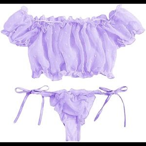 Ruffle Trim Dobby Mesh Set